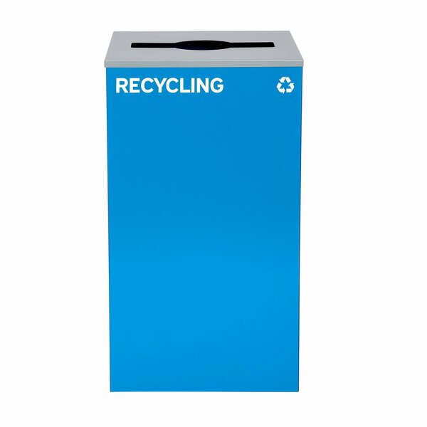 Alpine Industries Square Recycling Bin, 29 Gallons, BlueCan, Mixed Opening Lid, for Recycling ALP4450-KIT-BLU-M-REC